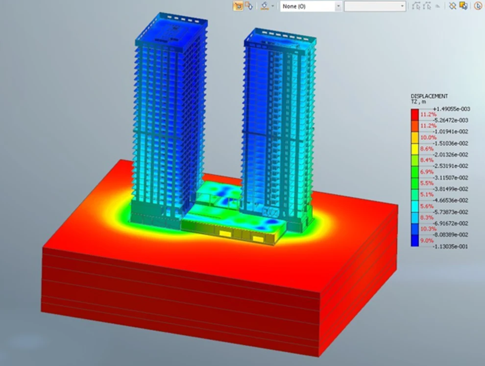 Three-dimensional soil-structure interaction model for 40 Akademika Pavlova