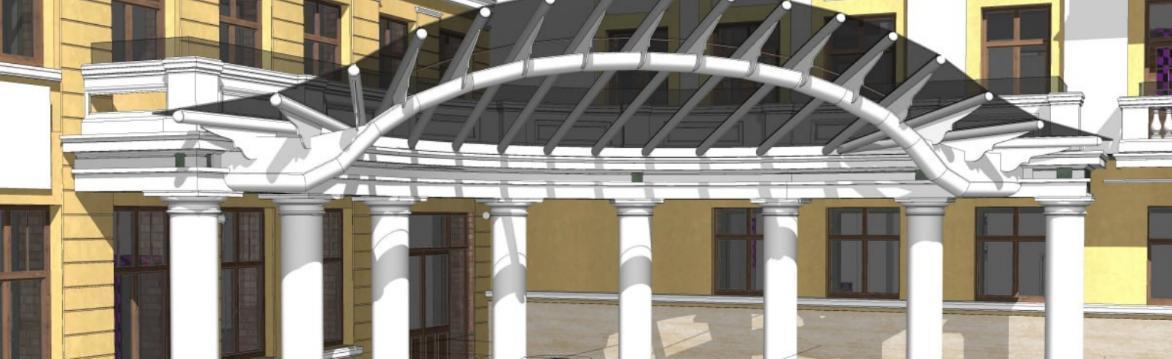 Entrance canopy of the Primorskaya hotel