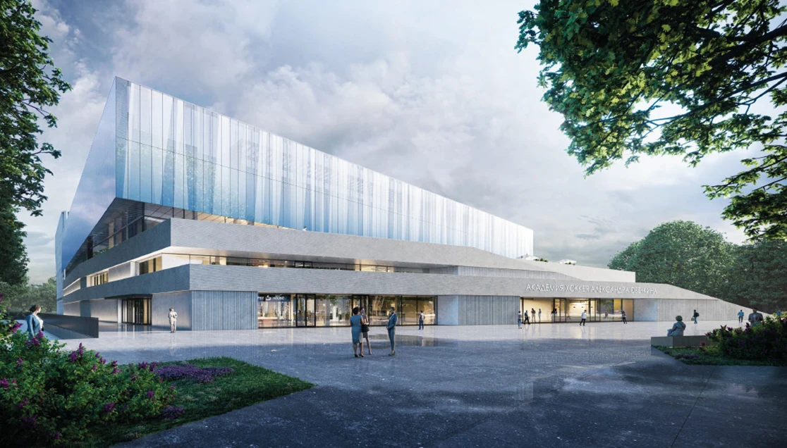 Architectural view of an ice sports academy