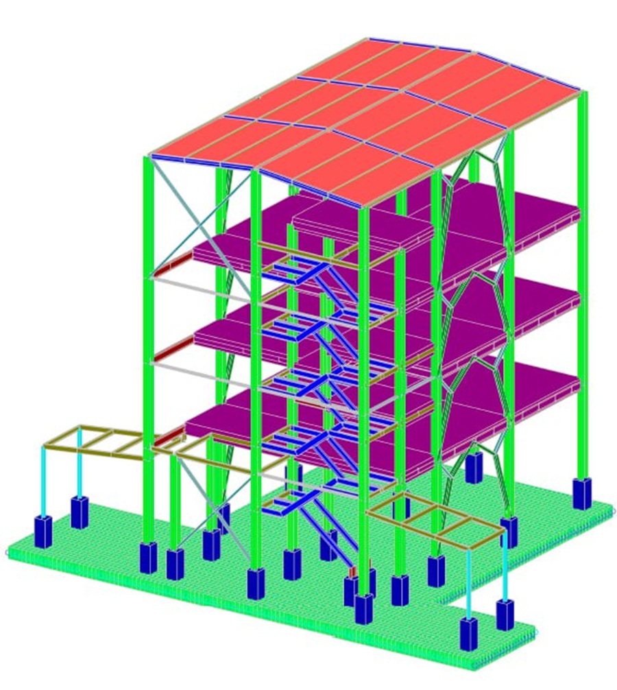 Multi-storey equipment-supporting steel frame