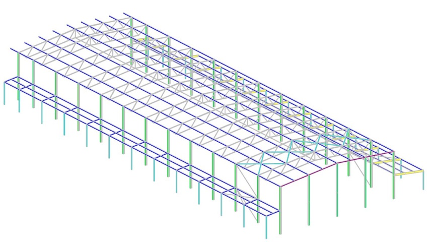 Steel structural model of a production building