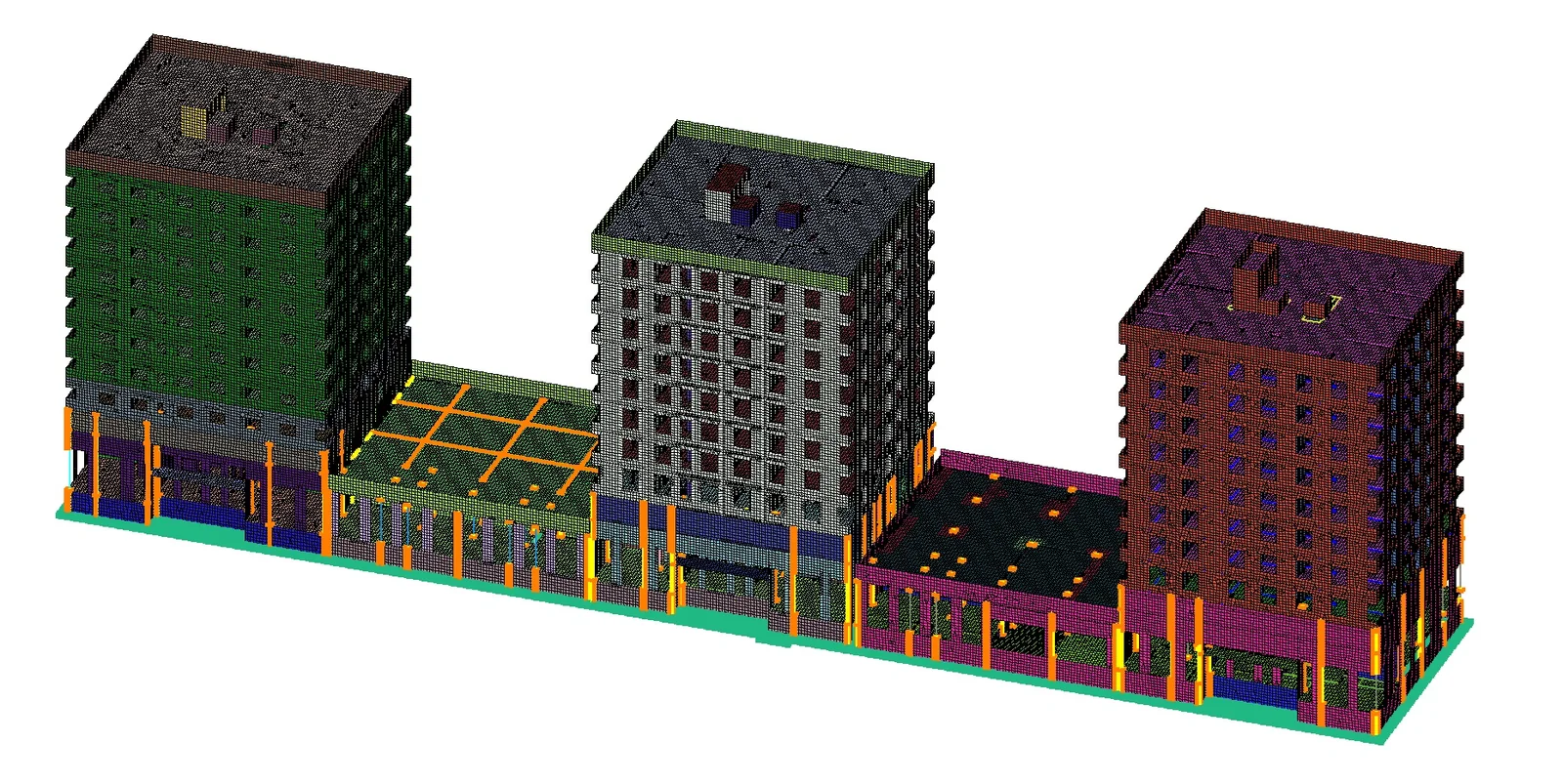 Global seismic finite-element model of a residential complex in Yuzhno-Sakhalinsk
