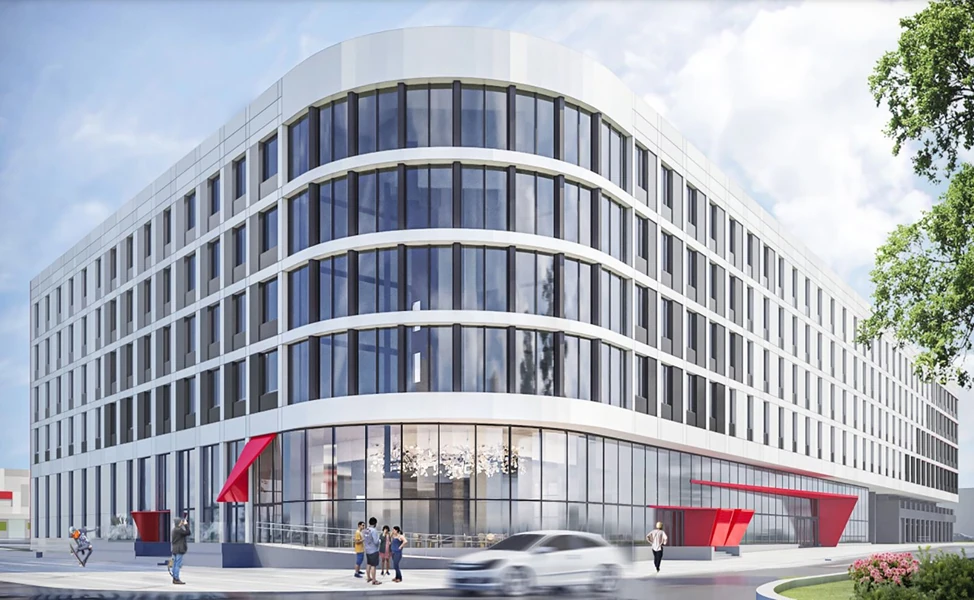 Full architectural view of the Spartak hotel complex