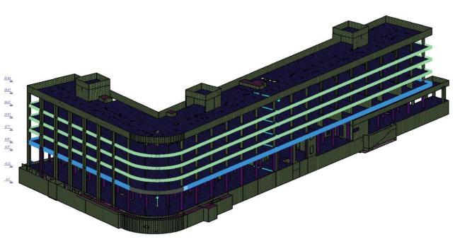 Structural calculation model of the Spartak hotel complex