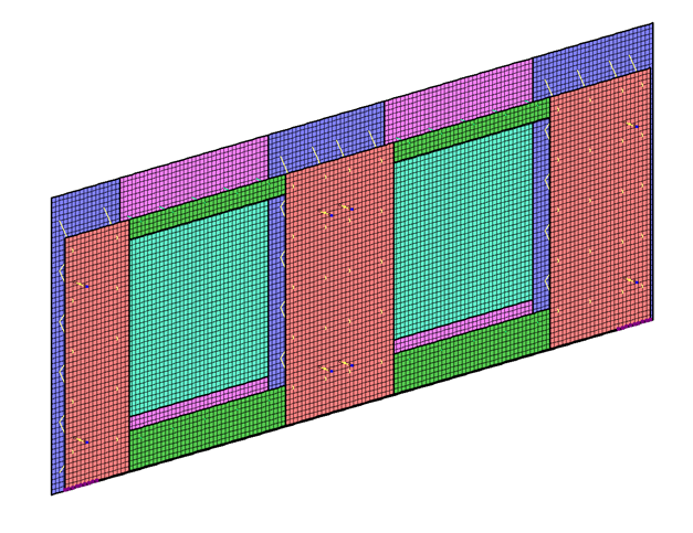 Nonlinear finite-element model of suspended wall panels and their supporting zones